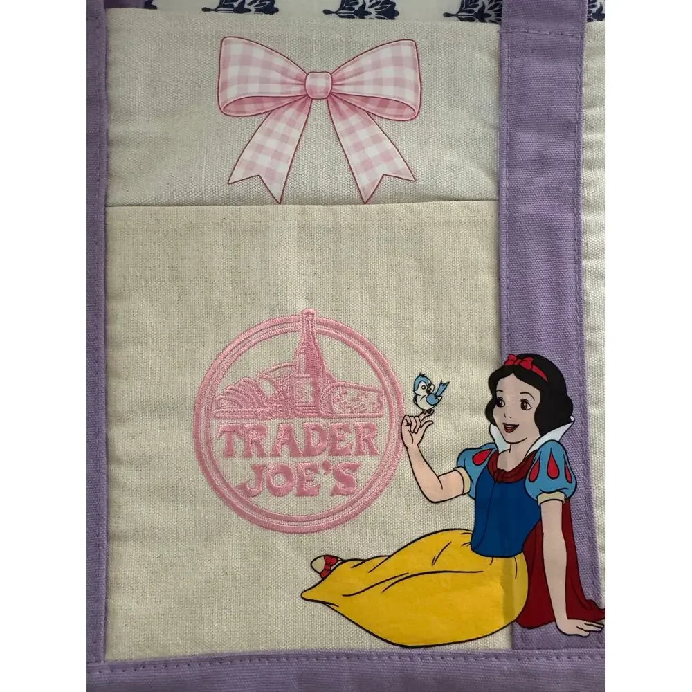Disney Princess Custom Made Trader Joes Large Purple Tote Belle, Ariel, Rapunzel